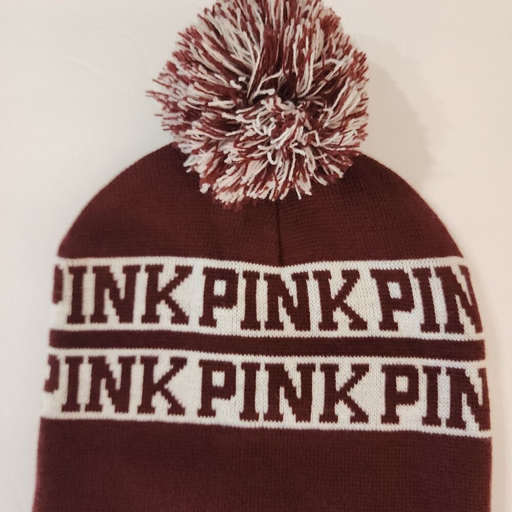 PINK Victoria Secret Womens Beanie Toboggan Pom New With Tag